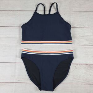 Zella 2-piece swimsuit Girls Size 14 Blue Stripes Bikini Swim Suit NWOT